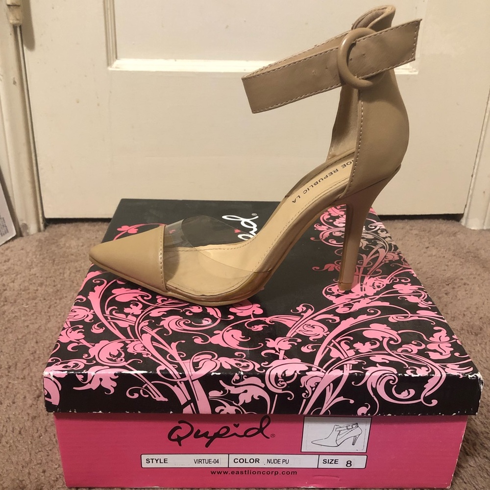 Faux Leather Ankle Strap Heels